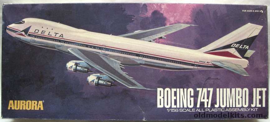 Aurora 1/156 Boeing 747 Jumbo Jet - Delta Air Lines, 360 plastic model kit